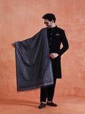 Dark Blue Silk Blend Jacquard Dupatta