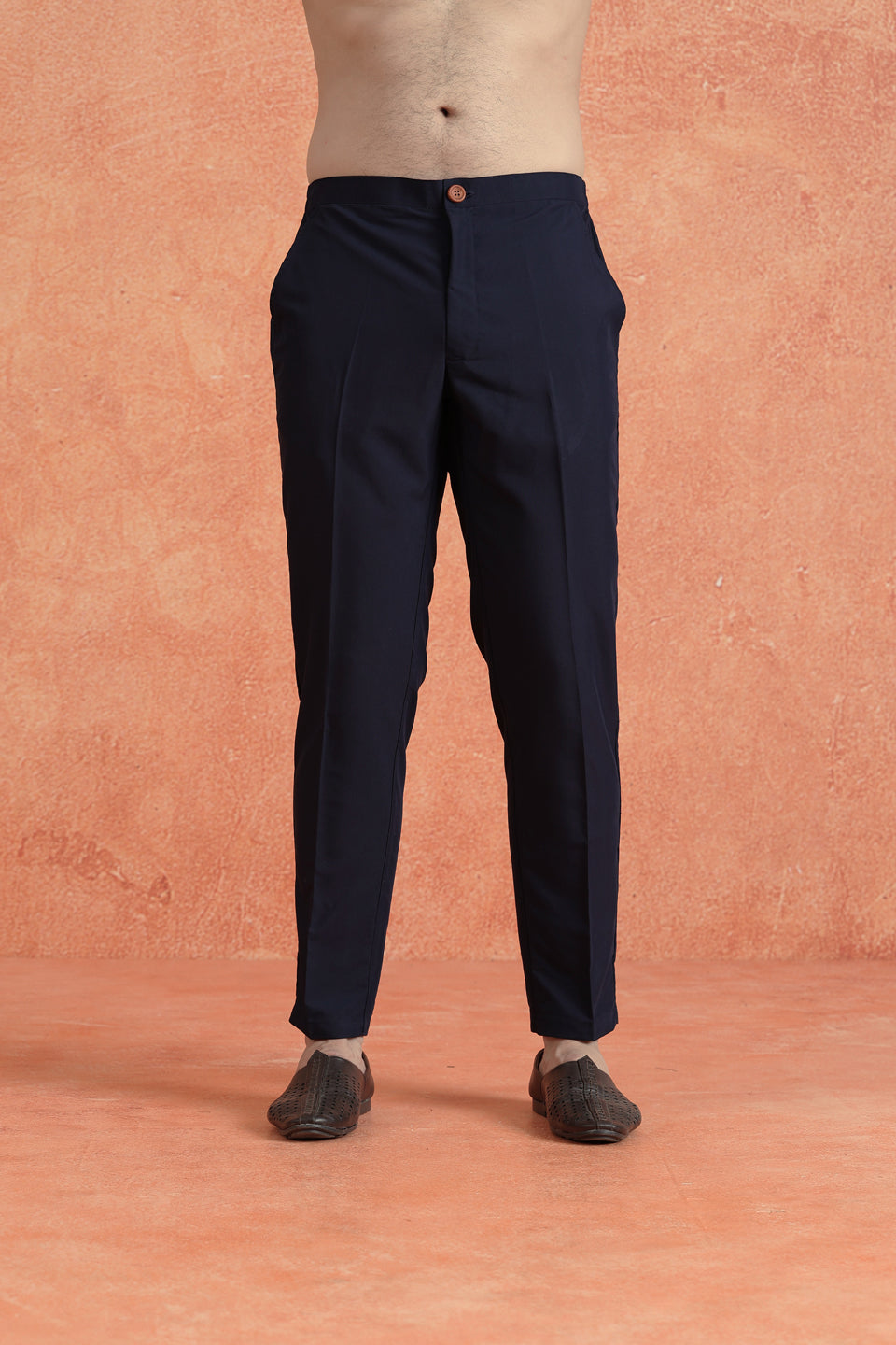 Blue Denim Embellished Mid Kurta Jacket Trouser Set