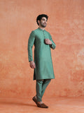 Sage Green Cotton Blend Solid Kurta Trouser Set