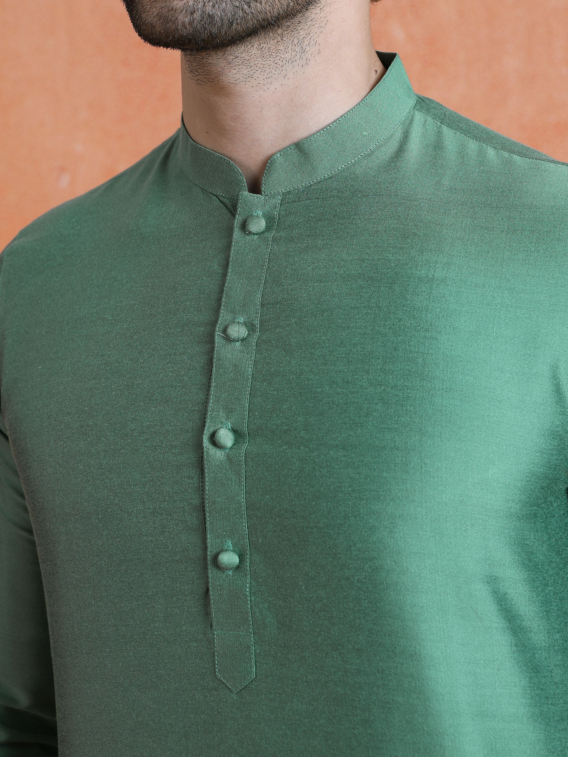 Sage Green Cotton Blend Solid Kurta Trouser Set
