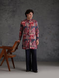 Multicolour Polyviscose Printed Mid Kurta Wide Leg Trouser Set