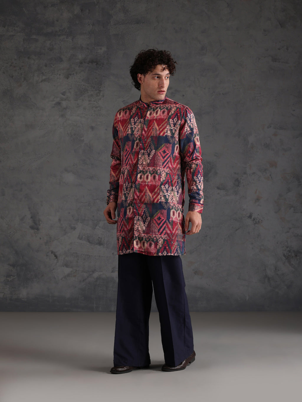 Multicolour Polyviscose Printed Mid Kurta Wide Leg Trouser Set
