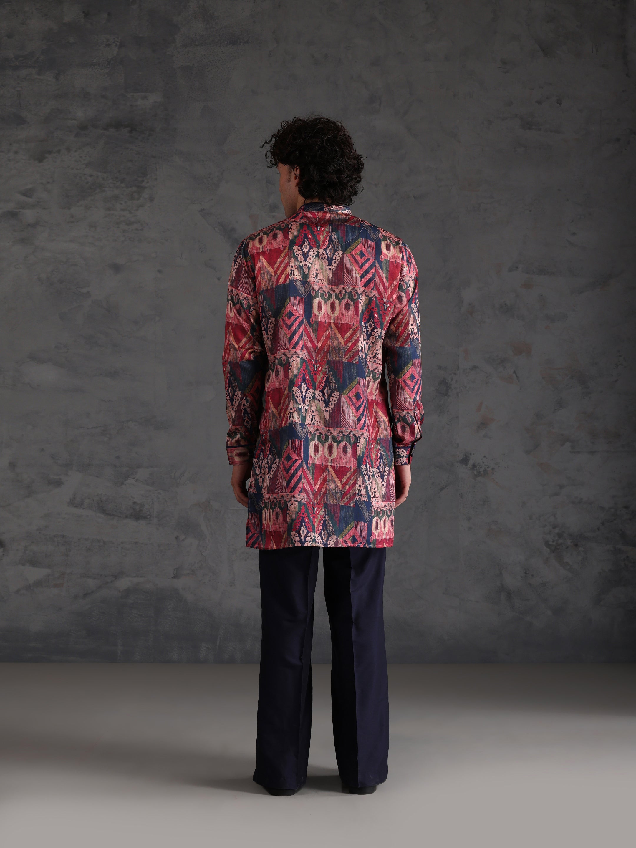 Multicolour Polyviscose Printed Mid Kurta Wide Leg Trouser Set