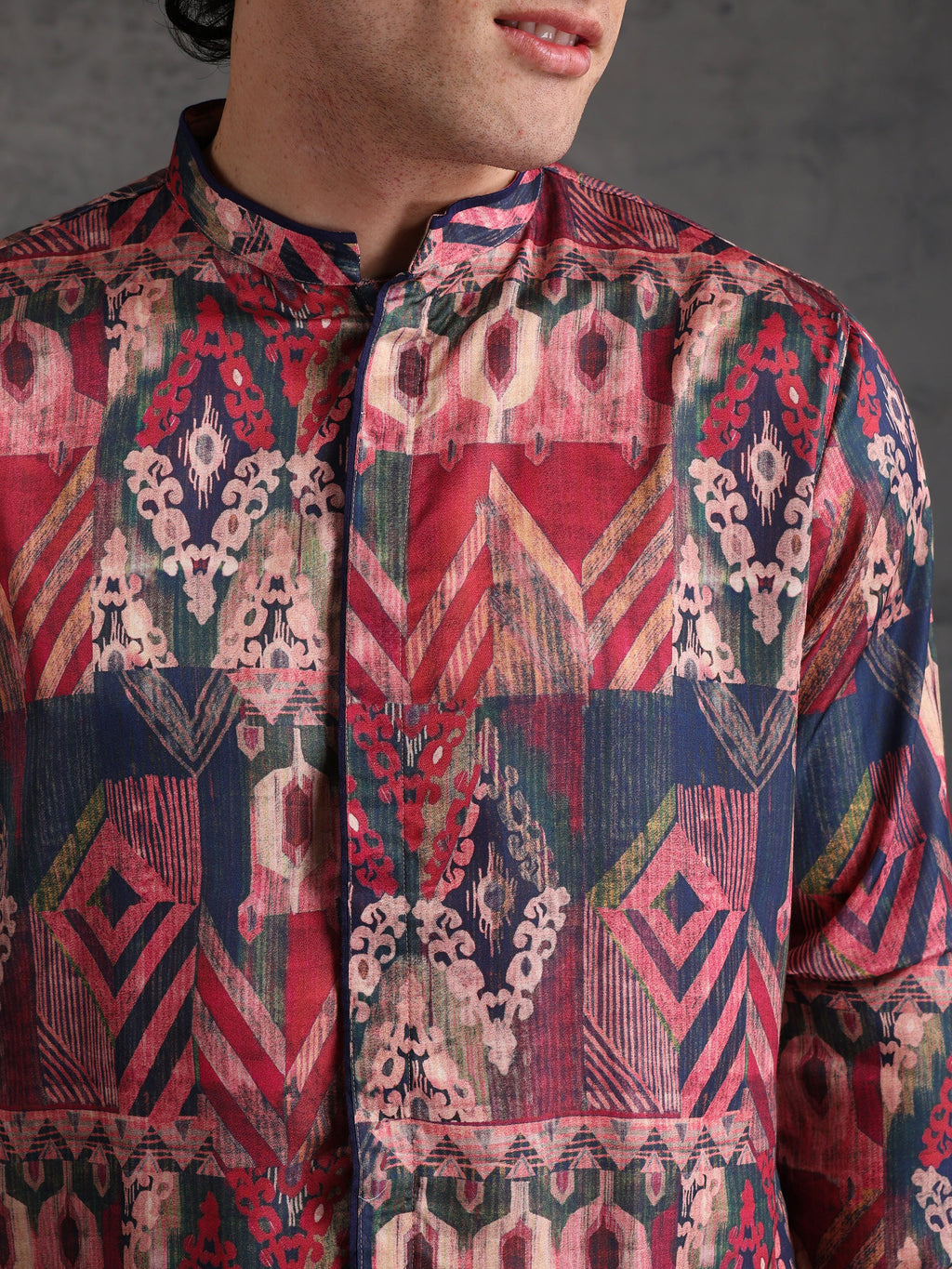 Multicolour Polyviscose Printed Mid Kurta Wide Leg Trouser Set