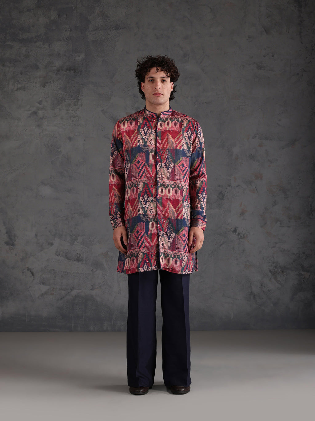 Multicolour Polyviscose Printed Mid Kurta Wide Leg Trouser Set