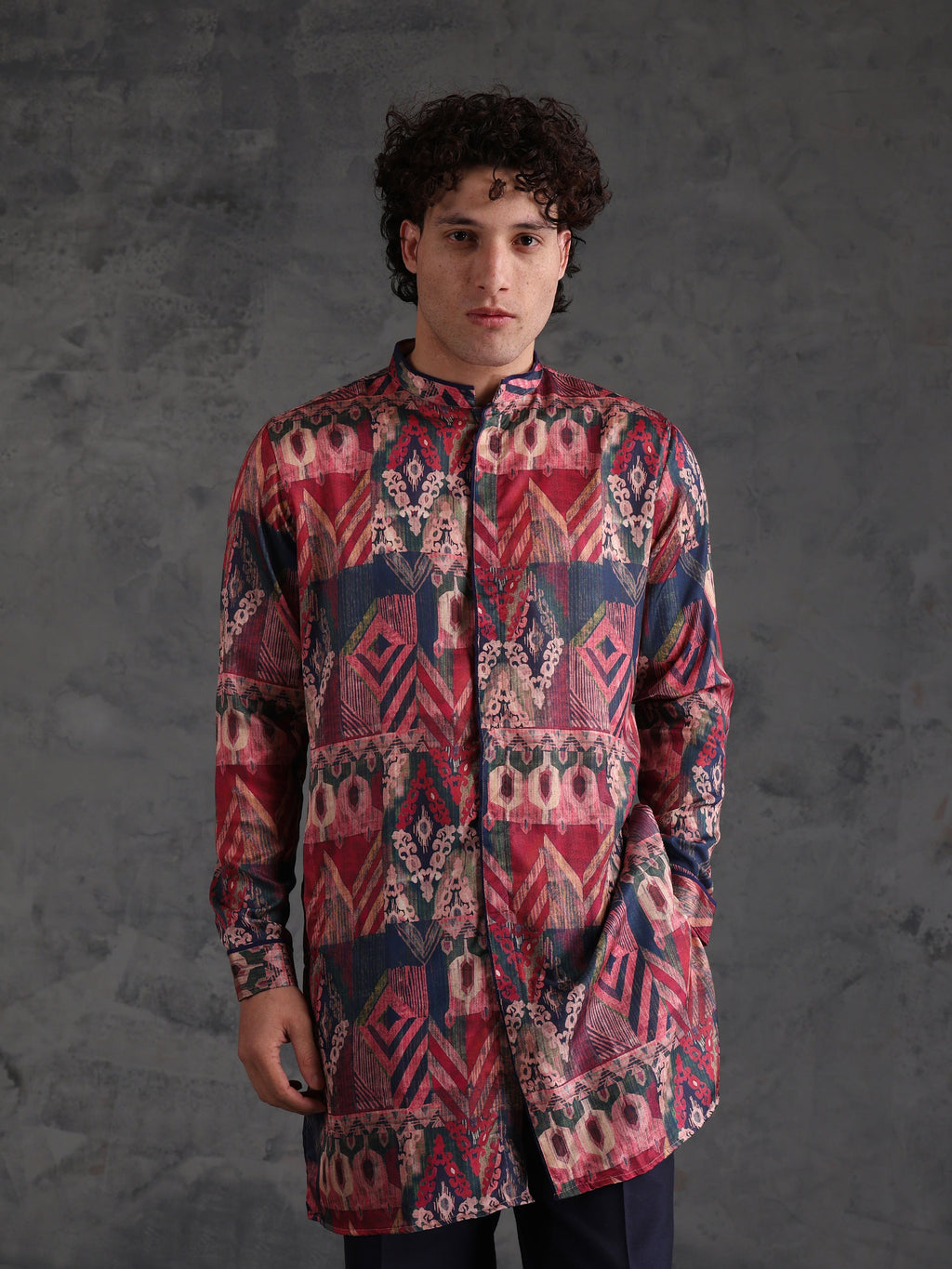 Multicolour Polyviscose Printed Mid Kurta Wide Leg Trouser Set