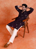 Maroon Silk Blend Printed Kurta Wide Leg Trouser Set