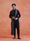 Black Silk Blend Jacquard Kurta Trouser Set With Dupatta