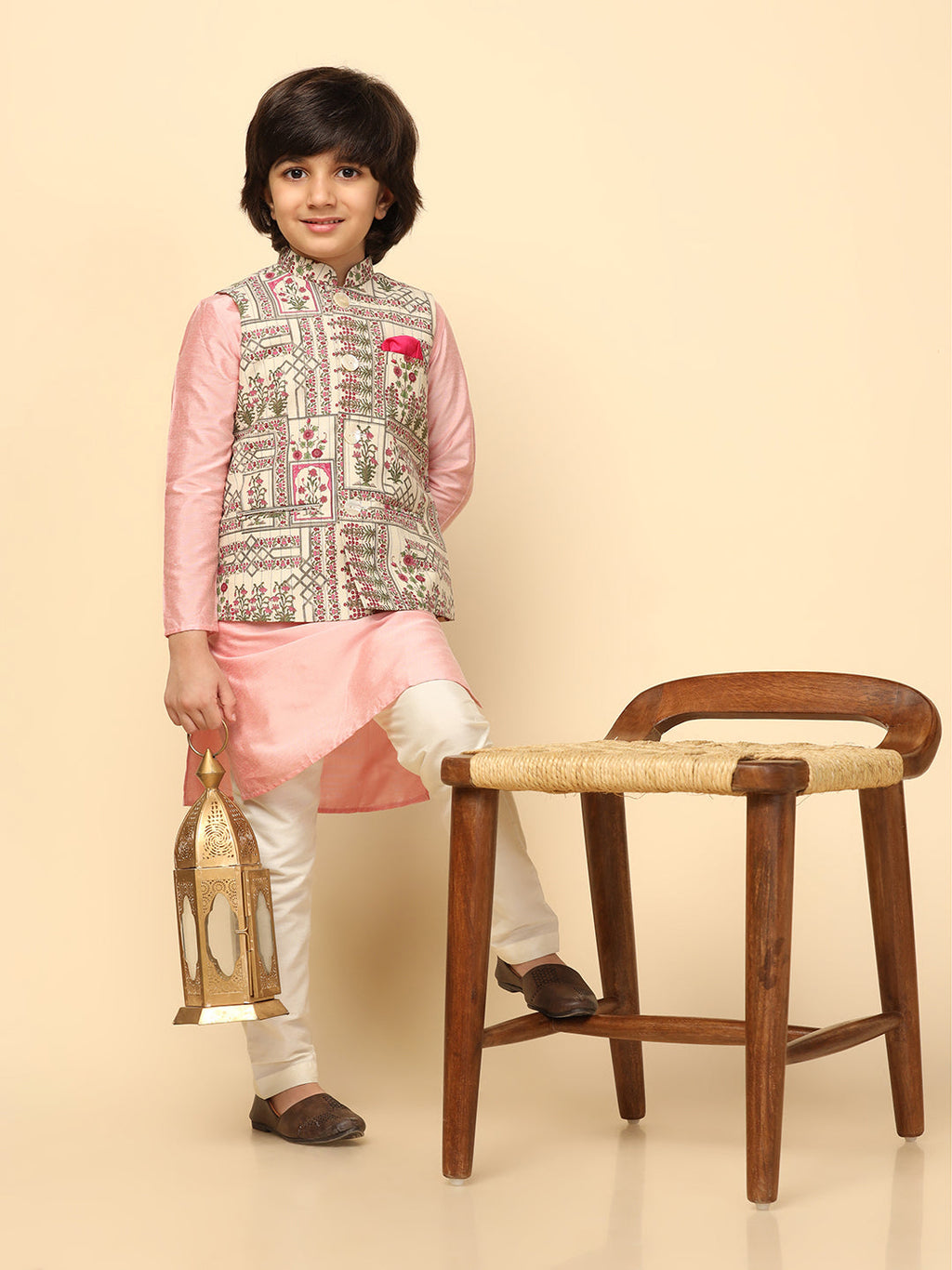 Multi-colour Printed Jacket Kurta Set