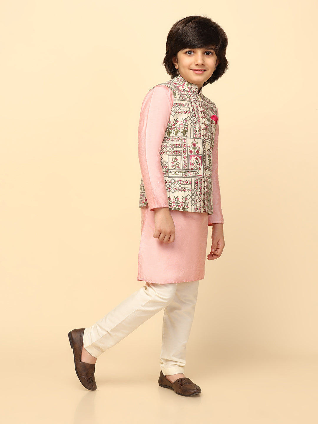 Multi-colour Printed Jacket Kurta Set