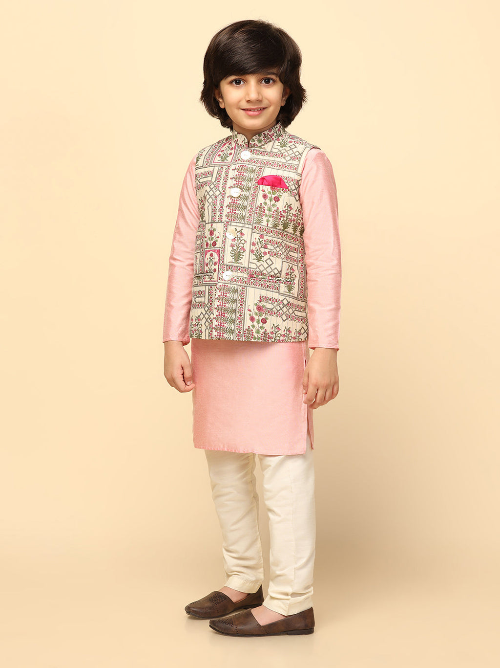 Multi-colour Printed Jacket Kurta Set