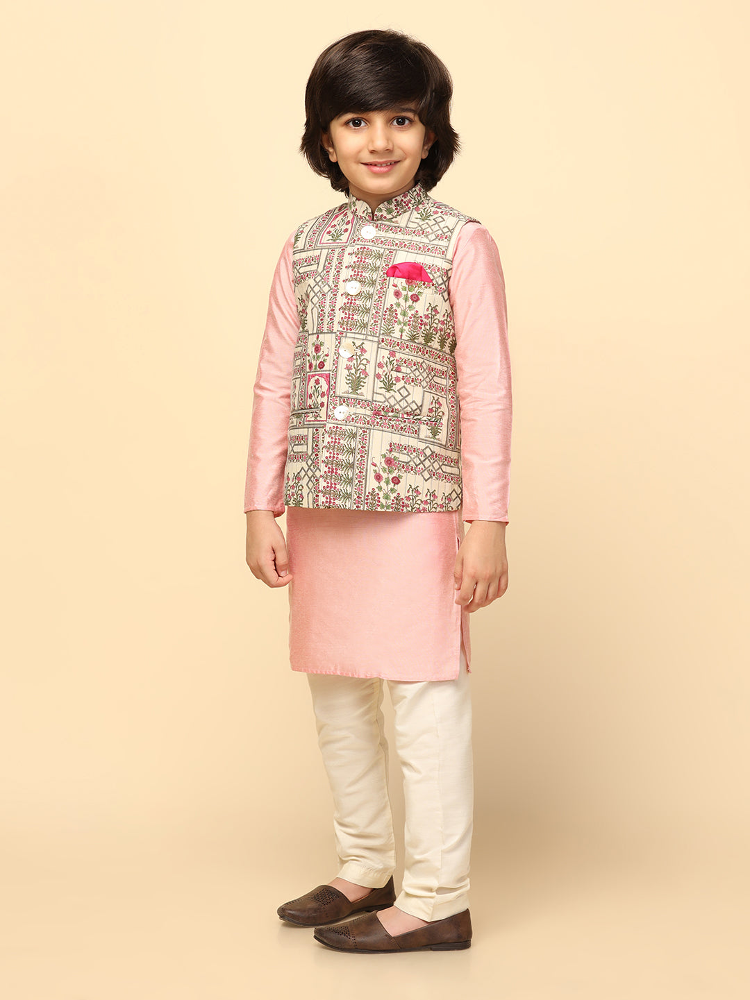 Multi-colour Printed Jacket Kurta Set