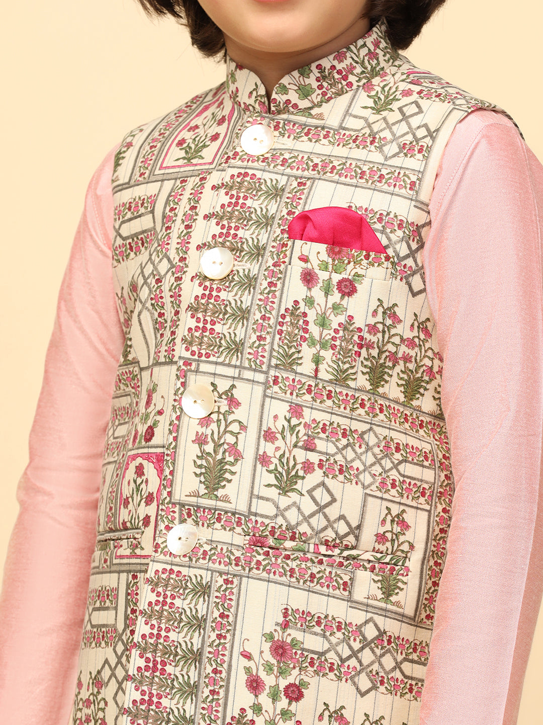 Multi-colour Printed Jacket Kurta Set