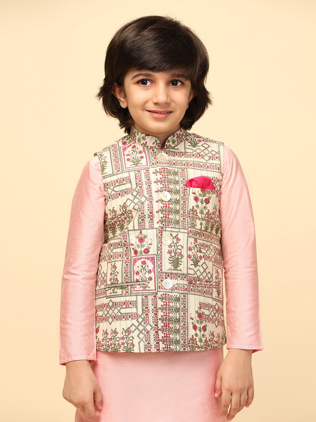 Multi-colour Printed Jacket Kurta Set