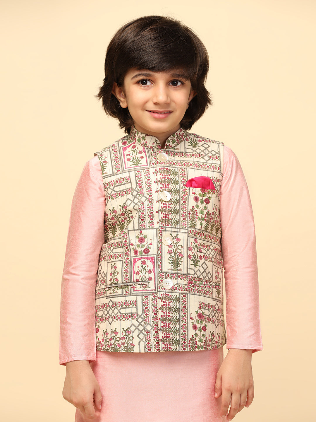 Multi-colour Printed Jacket Kurta Set