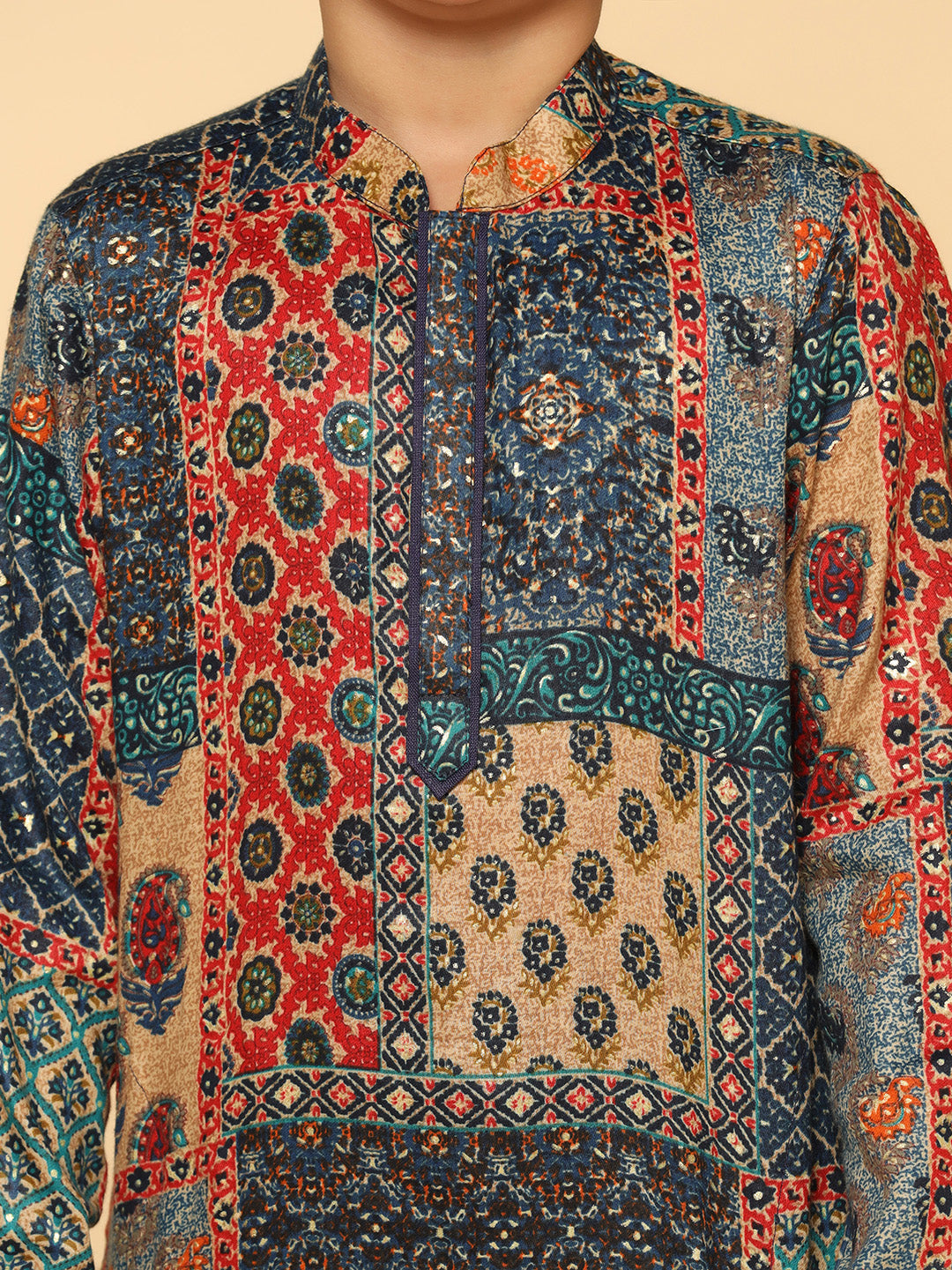 Black Multicolor Cotton Blend Printed Kurta Dhoti Set