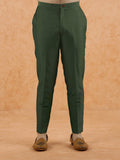 Olive Poly Silk Solid Trousers