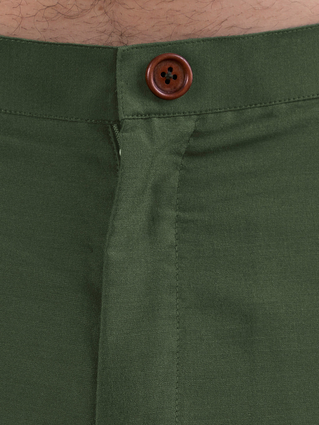 Olive Poly Silk Solid Trousers