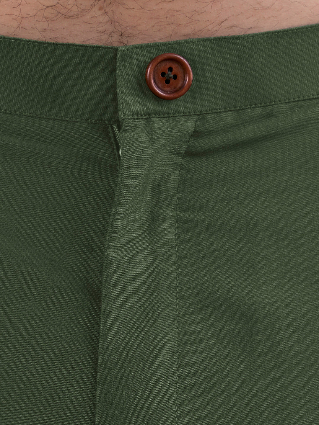 Olive Poly Silk Solid Trousers