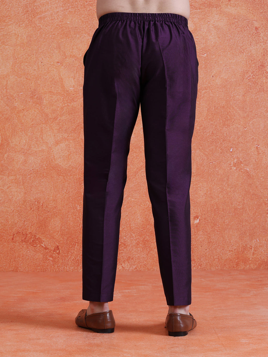 Purple Silk Blend Solid Trousers