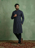 Blue Pure Cotton Printed Kurta Trouser Set