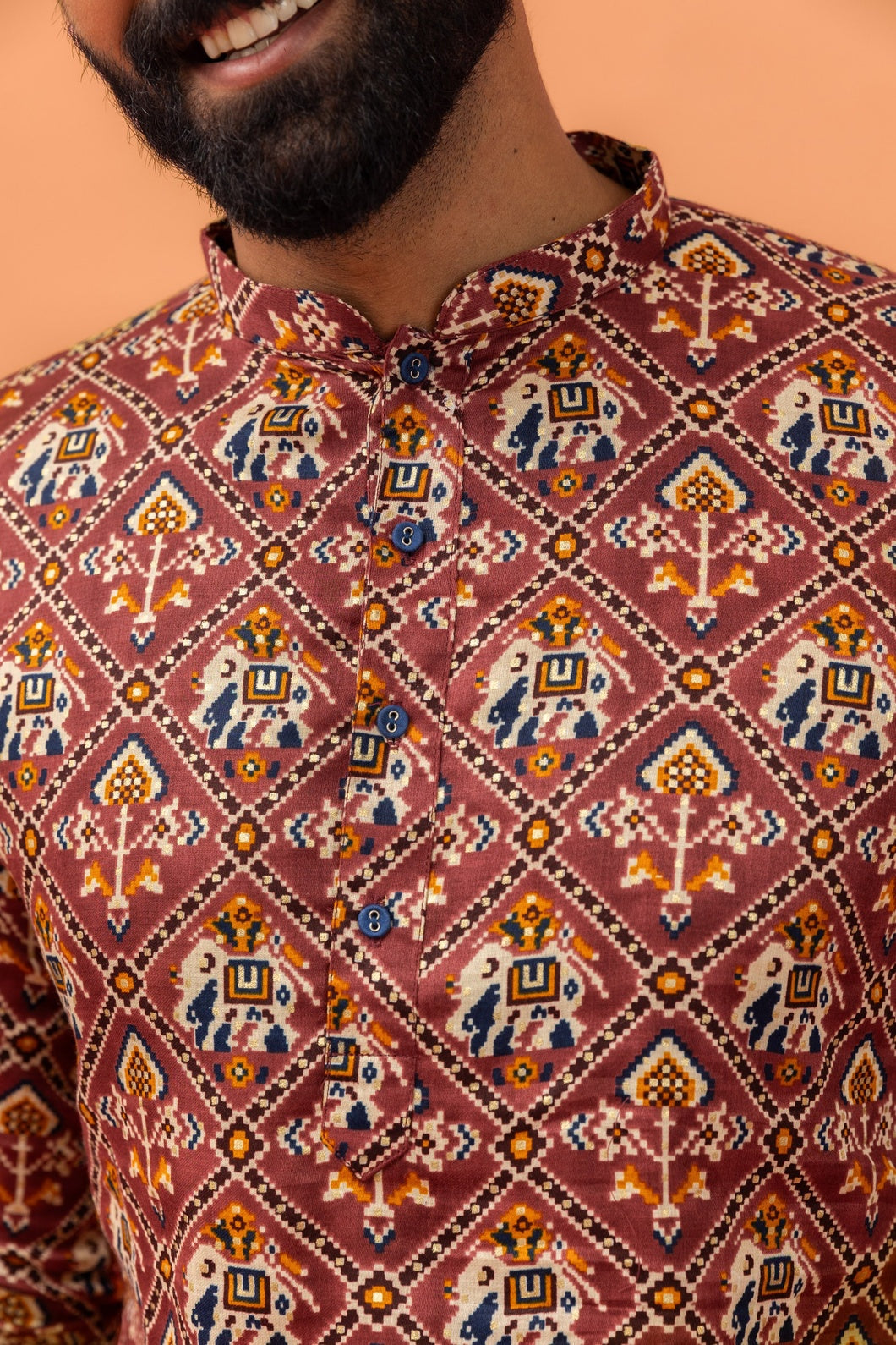 Onion Pink Cotton Blend Printed Kurta Churidar Set
