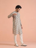 Multicolour Cotton Blend Printed Kurta Churidar Set