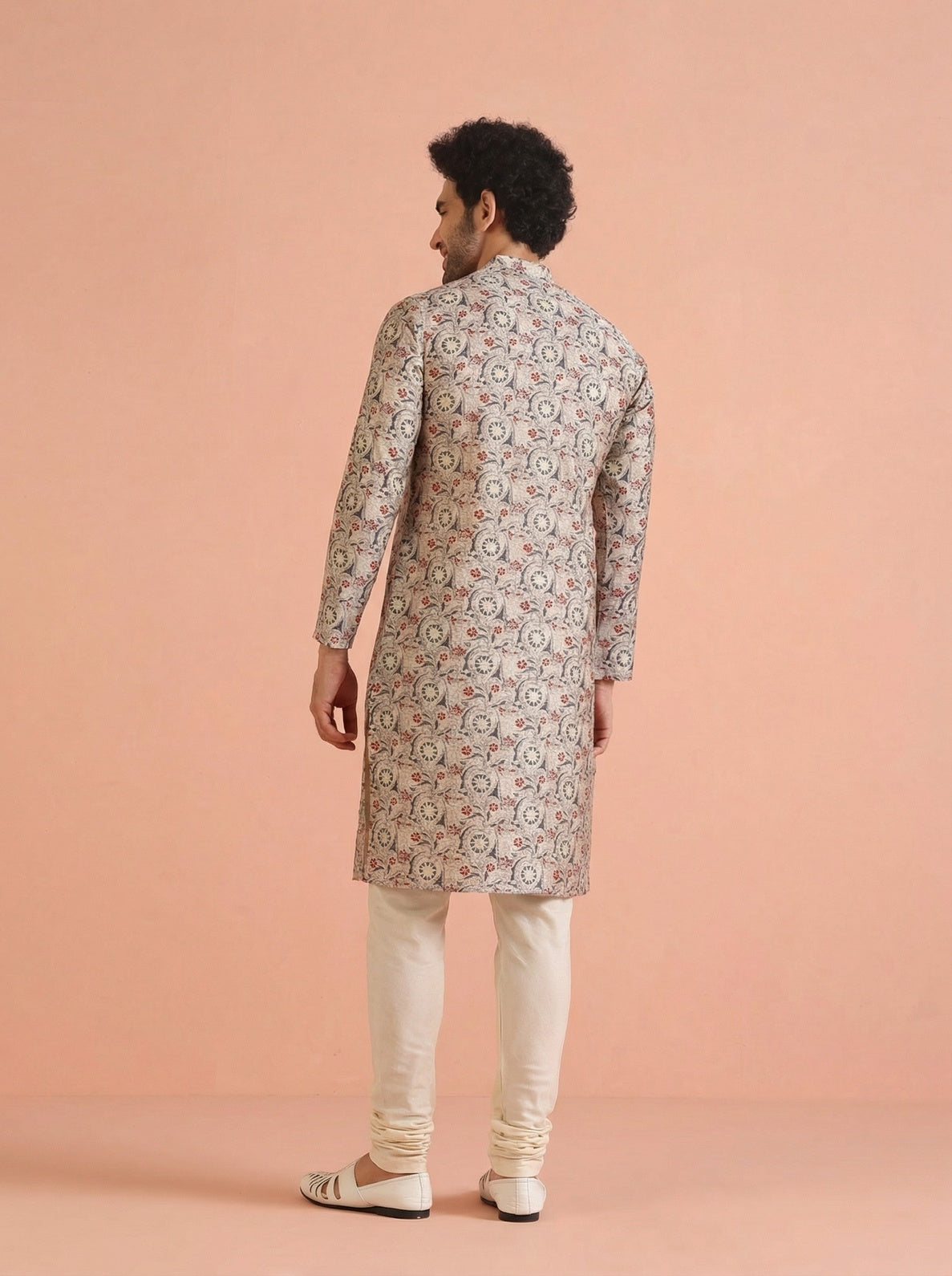 Multicolour Cotton Blend Printed Kurta Churidar Set