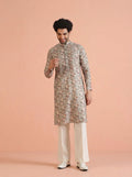 Multicolour Cotton Blend Printed Kurta Wide Leg Trouser Set