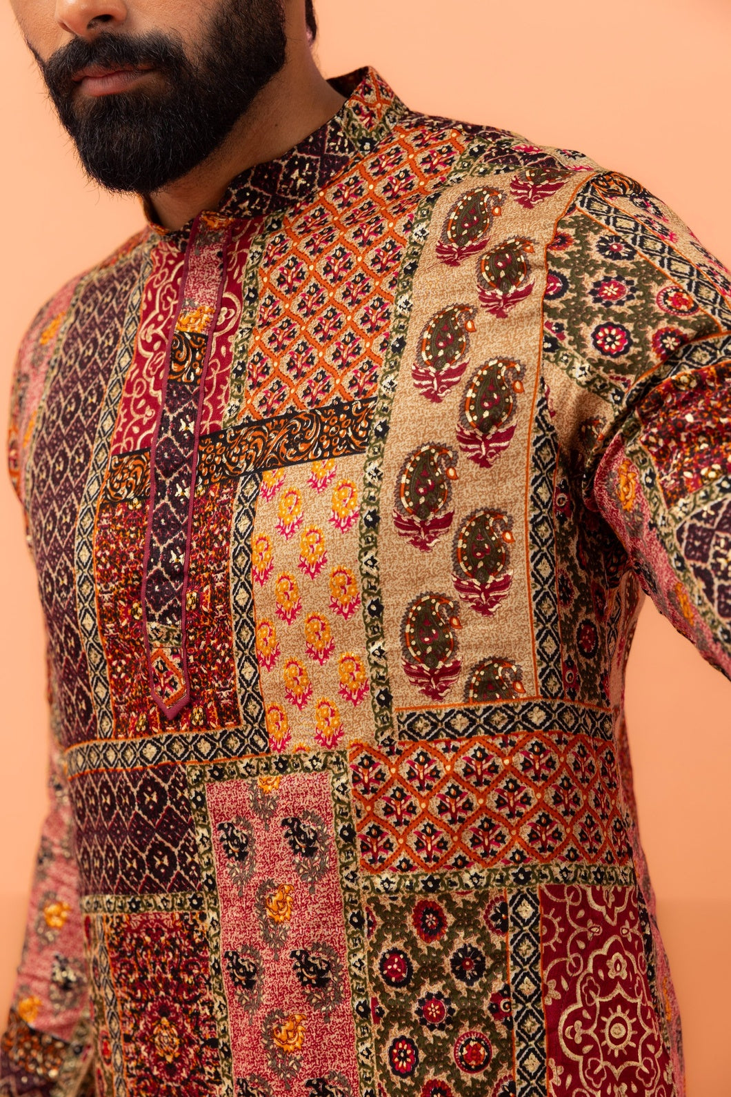 Multicolour Cotton Printed Kurta Churidar Set