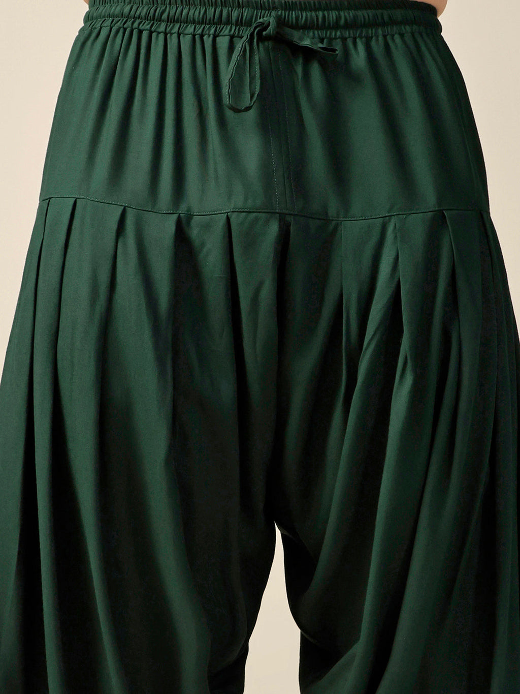 Bottle Green Cotton Blend Embroidered Kurta Patiyala Set
