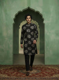 Black Cotton Blend Embroidered Kurta Trouser Set