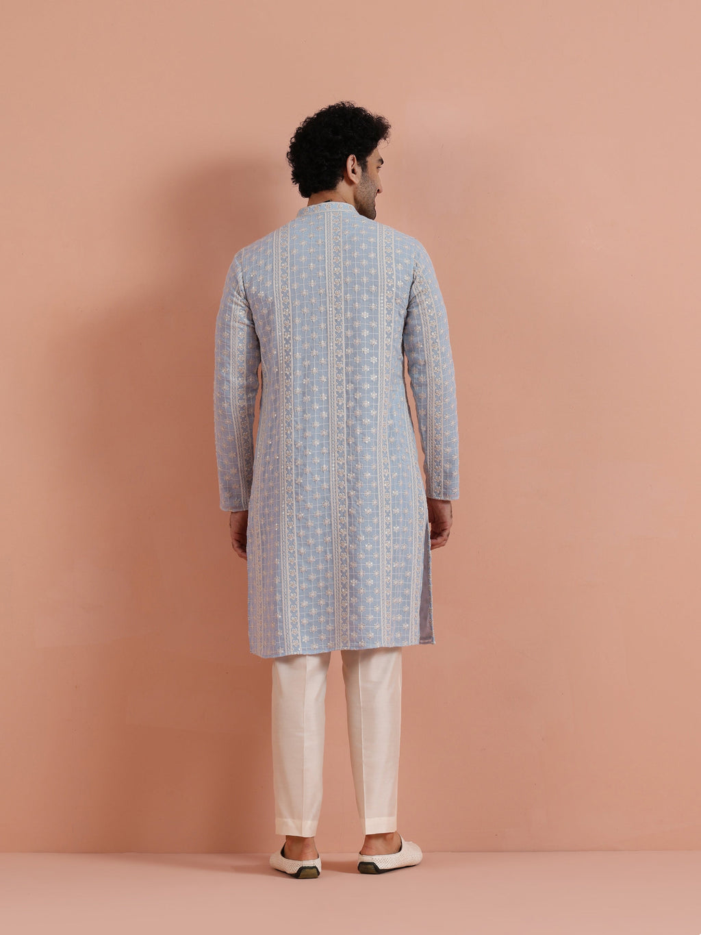 Blue Georgette Embroidered Kurta Trouser Set