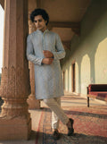 Light Blue Georgette Chikankari Embroidered Kurta