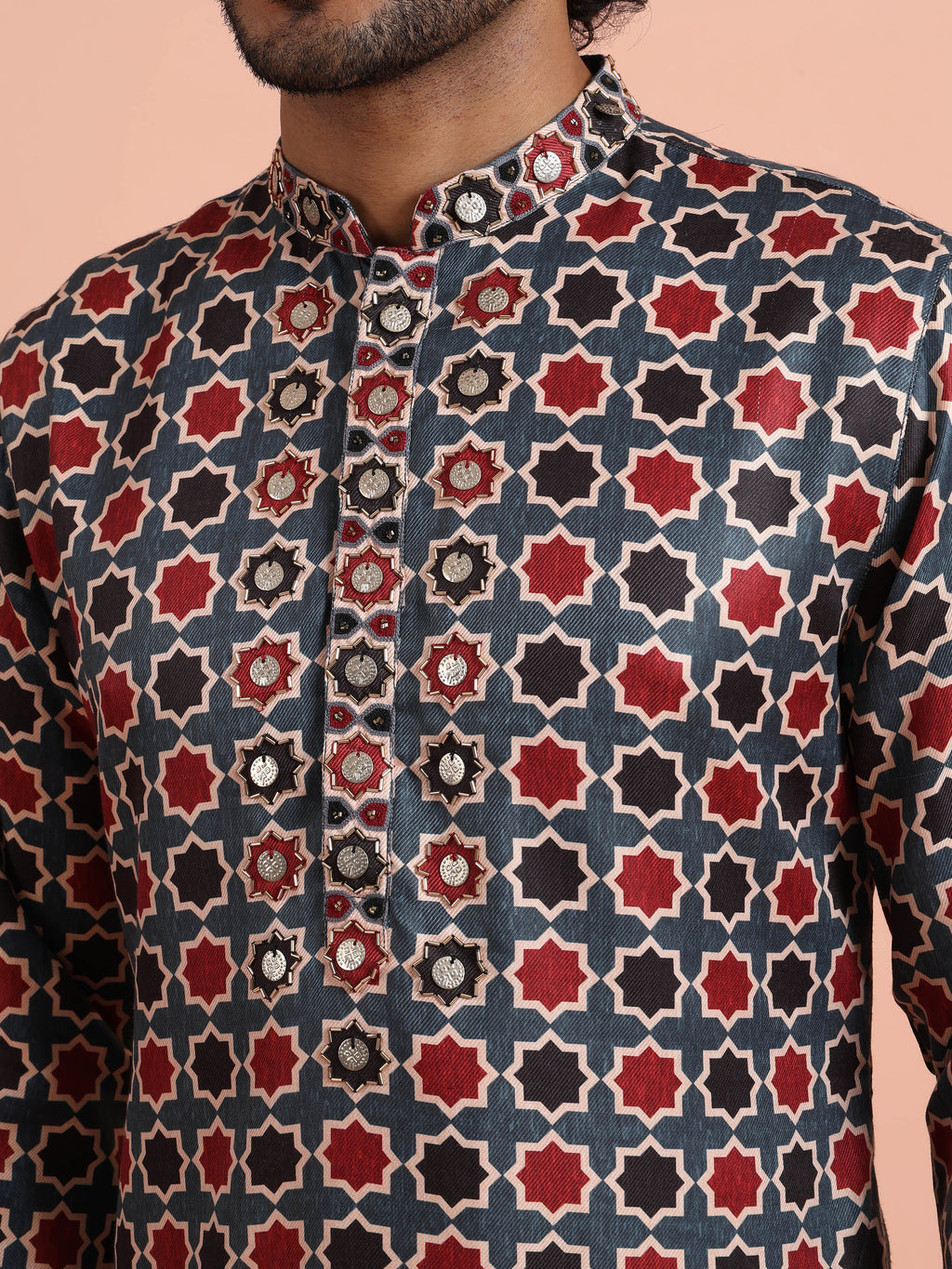 Multicolour Pashmina Printed Kurta Trouser Set