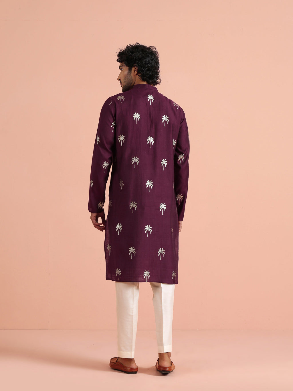 Maroon Polyrayon Gold Printed Kurta Trouser Set