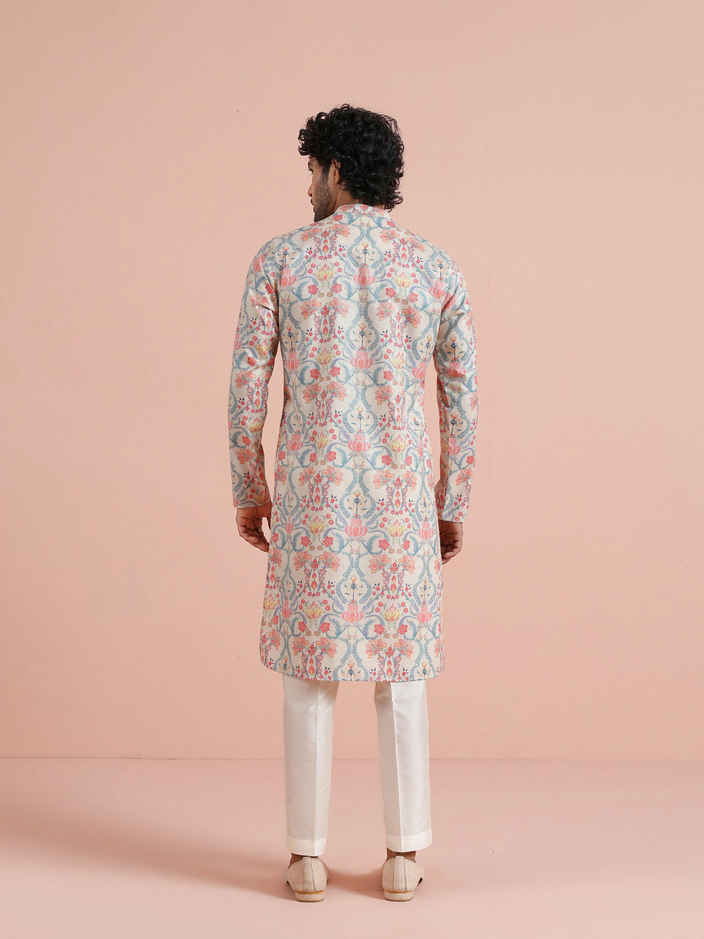 Multicolour Polyviscose Floral Printed Kurta With Zip Trouser Set
