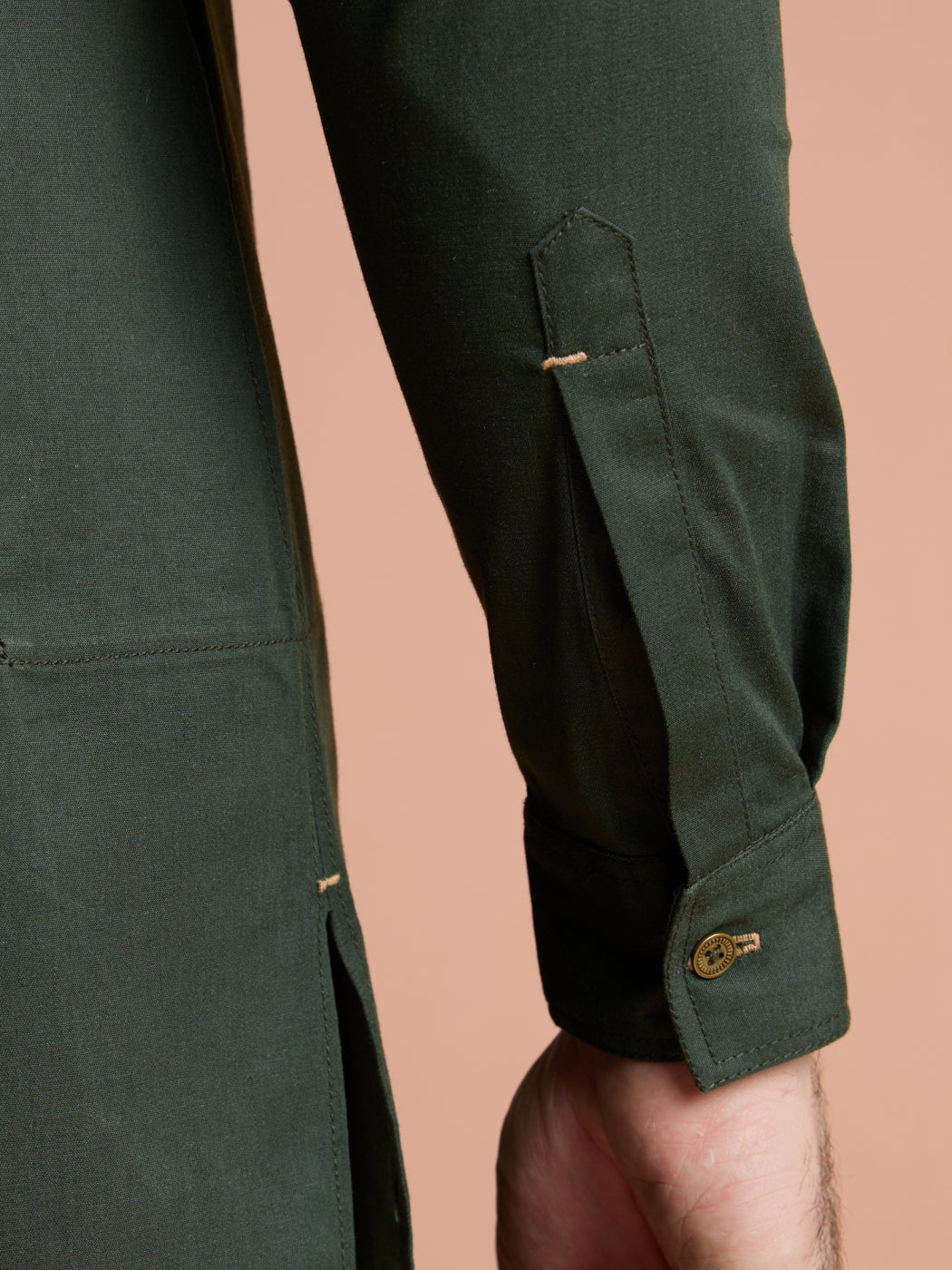 Olive Denim Solid Pathani Kurta Wide Leg Pant Set