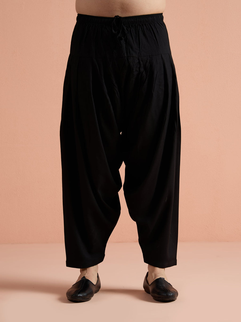 Black Cotton Jacquard Pathani Kurta Patiyala Set