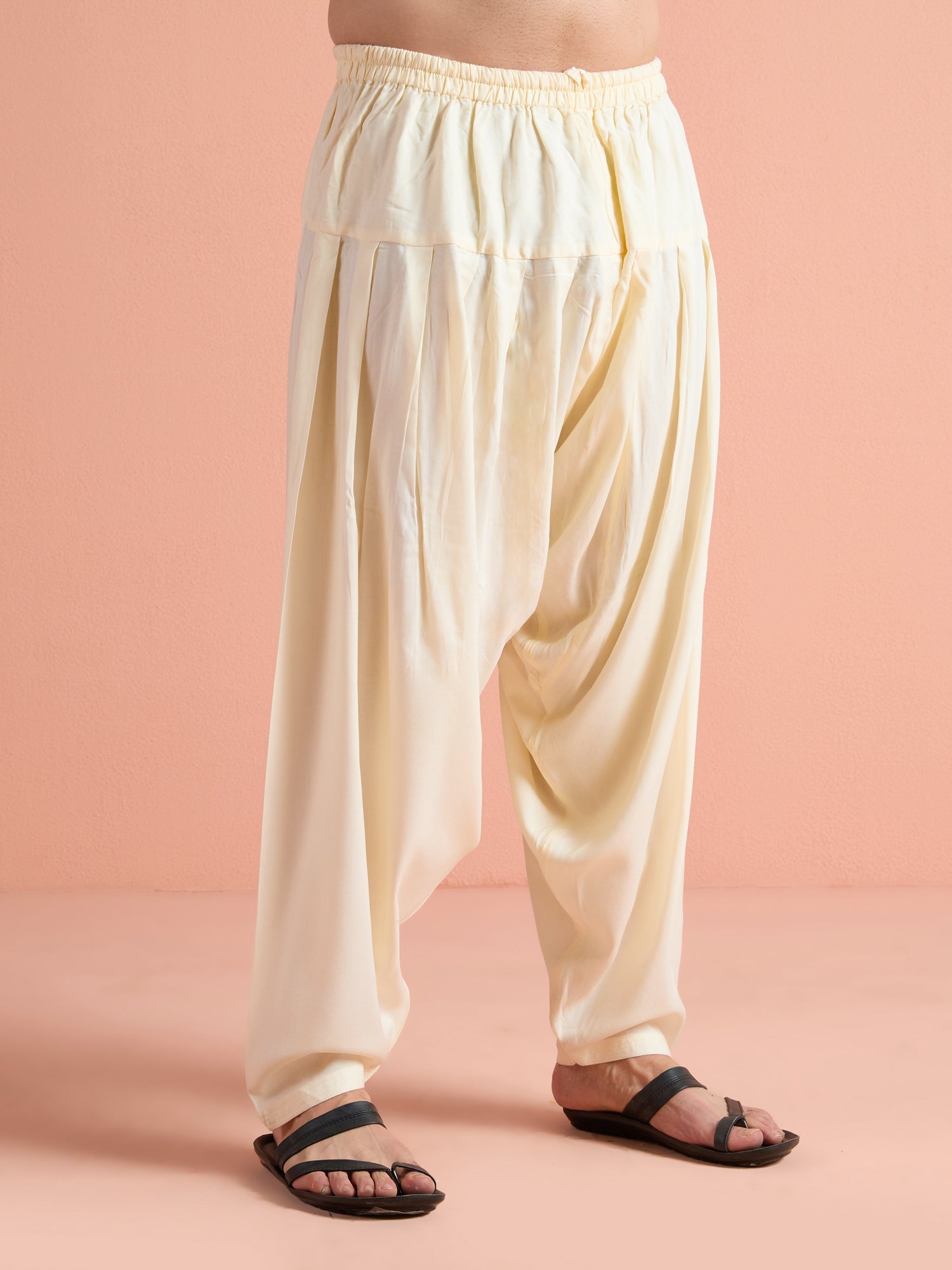 White Cotton Embroidered Pathani Kurta Patiyala Set