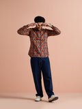 Blue Cotton Printed Short Kurta