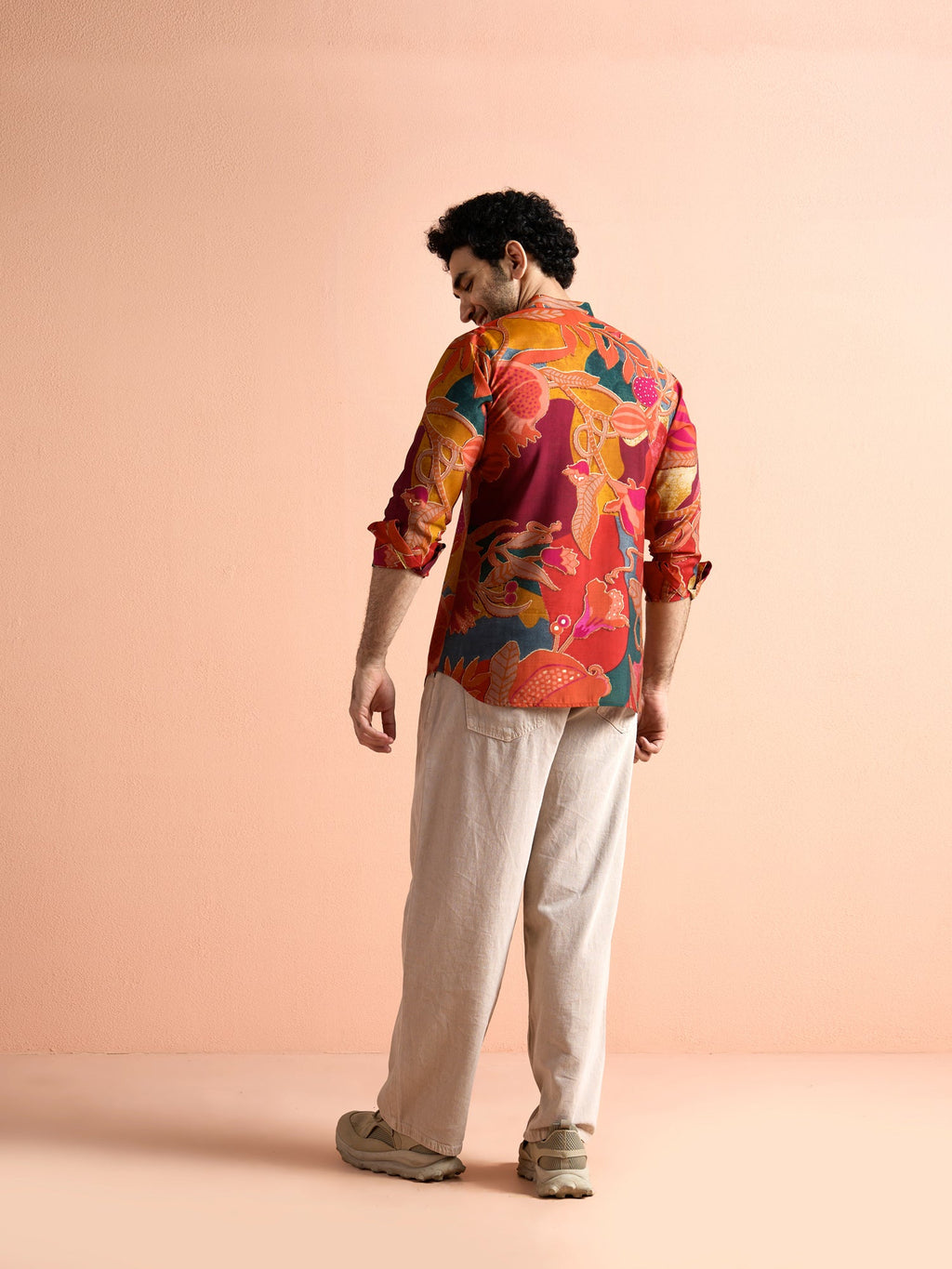 Red Polyviscose Printed Short Kurta