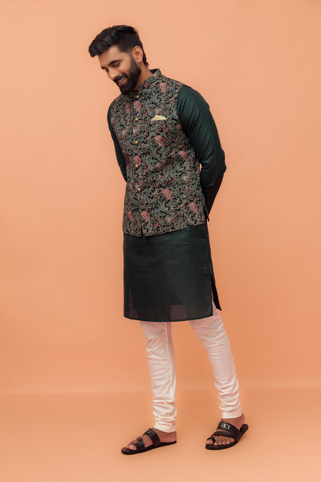 Multicolour Cotton Printed Nehru Jacket
