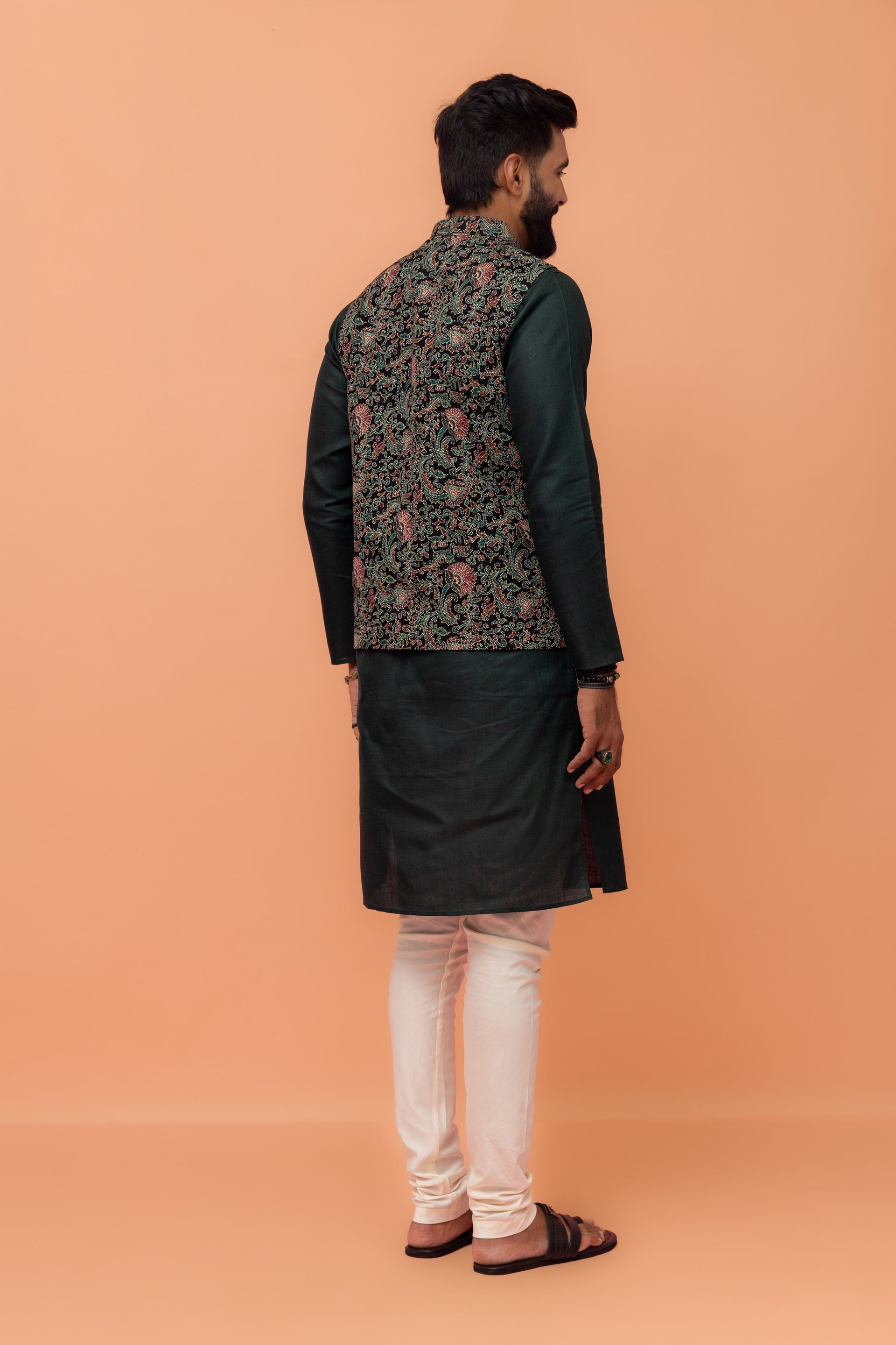 Multicolour Cotton Printed Nehru Jacket