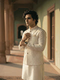 Cream Cotton Silk Textured Jacket