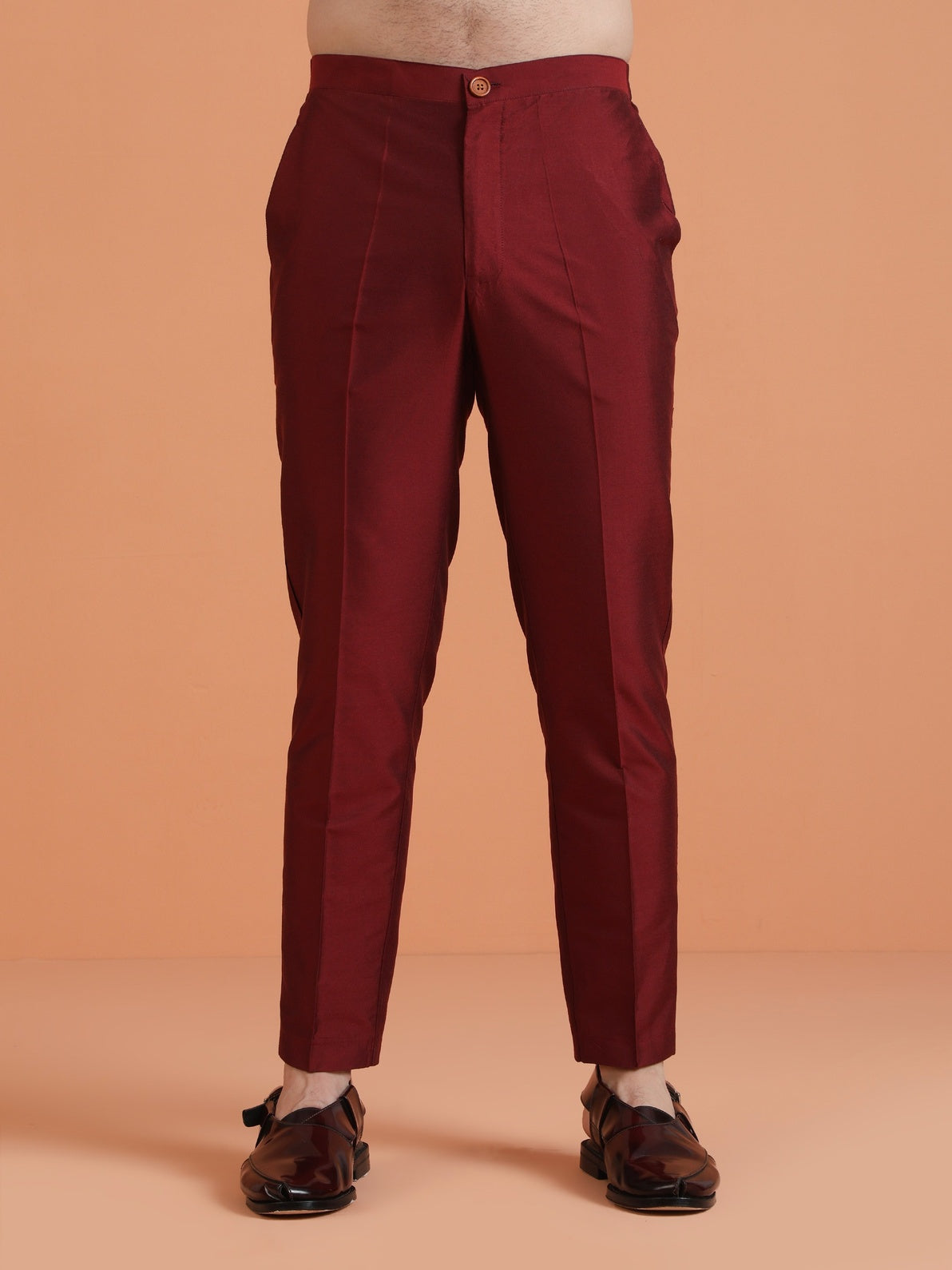 Pink Silk Blend Textured Sherwani Trouser Set