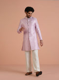 Lilac Jacquard Woven Design Sherwani Wide Leg Trouser Set
