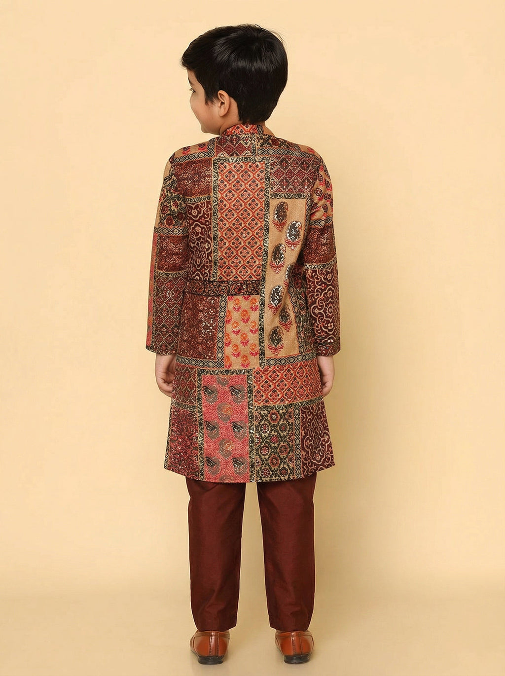 Red Multicolor Cotton Blend Printed Kurta Pyjama Set