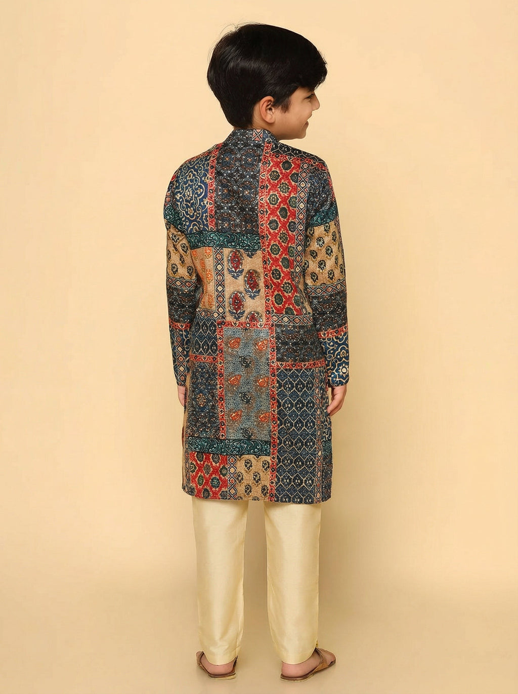 Multicolor Cotton Blend Printed Kurta Pyjama Set