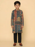 Multicolor Cotton Blend Printed Kurta Pyjama Set